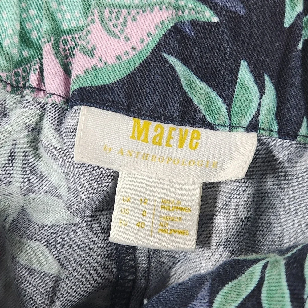 Anthropologie Maeve Escape Wide Leg Pants Sz 8 Pineapple Lemon Tropical Summer